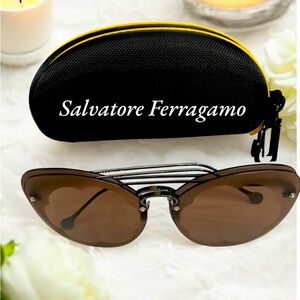Salvatore Ferragamo Black and Brown Sunglasses